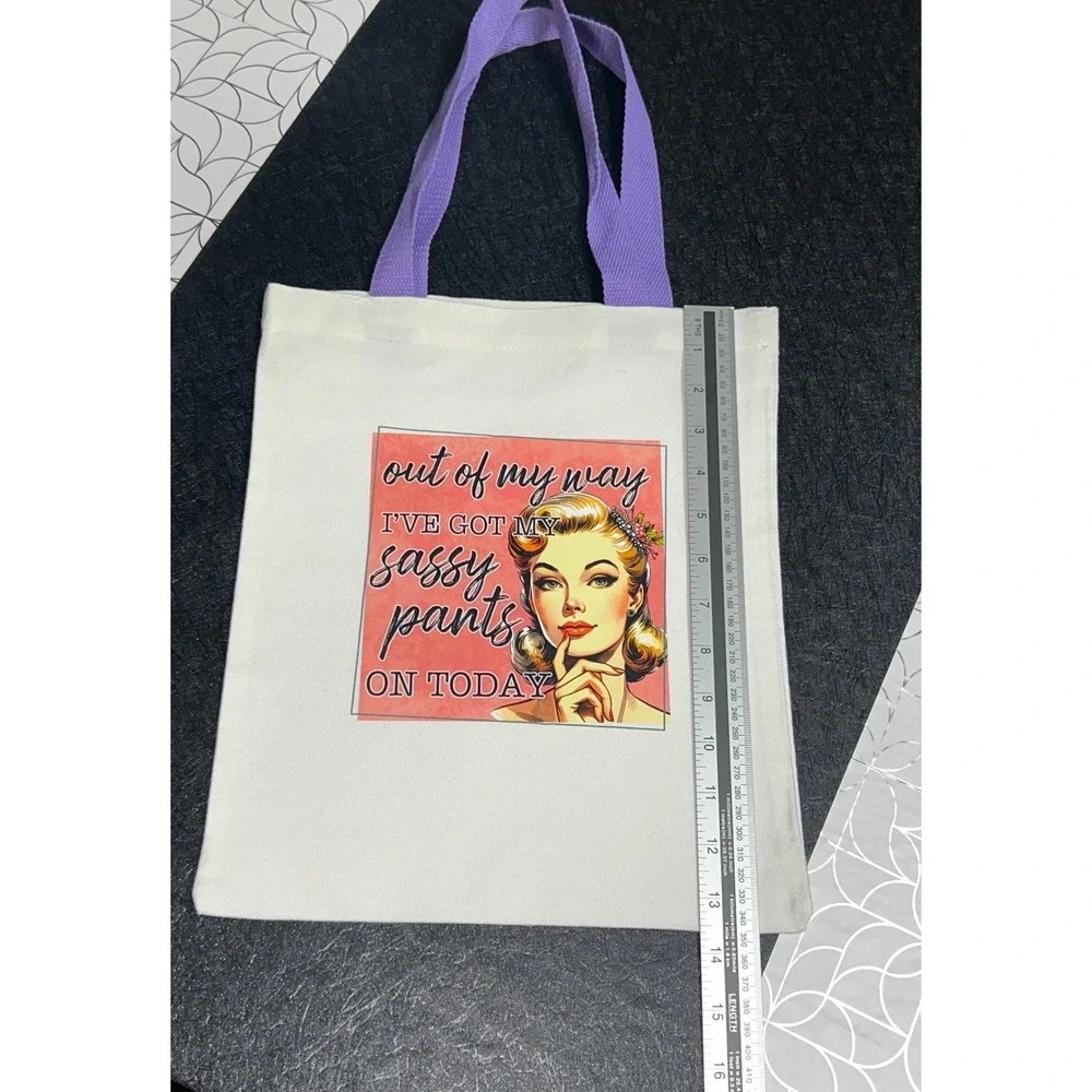 Tote Bag Sassy Pants Graphic Retro Pinup Canvas
